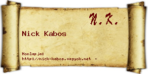 Nick Kabos névjegykártya